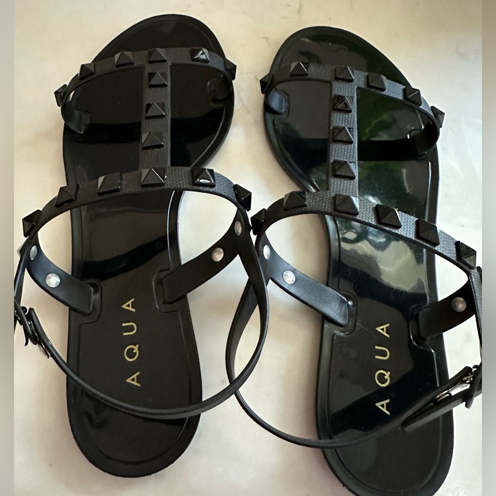 AQUA FLAT JELLY SANDAL II size 7 Black